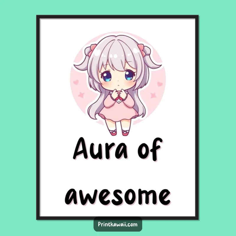 Funny Sweet Aura Art Poster: Pink Glow Character, Charming Wall Decor