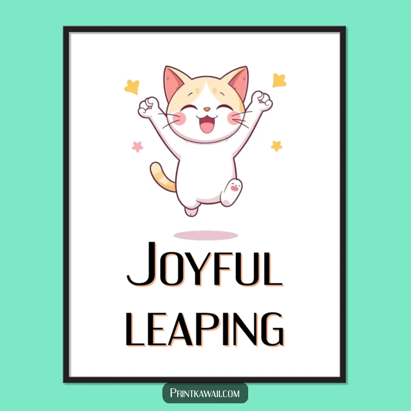 Funny Cat Celebration Poster: Decorate with Delightful Leaps