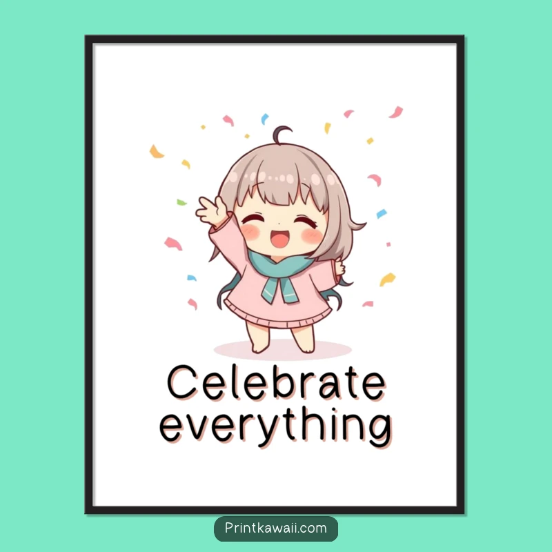 Funny Confetti Catch Poster: Cute Character Art for Playful Wall Decor