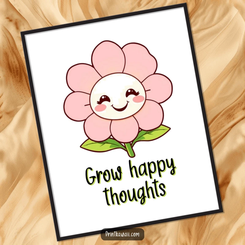 Funny Poster showcasing a happy, blooming flower character smiling, bringing vibrant floral energy and cheerful vibes to any room.