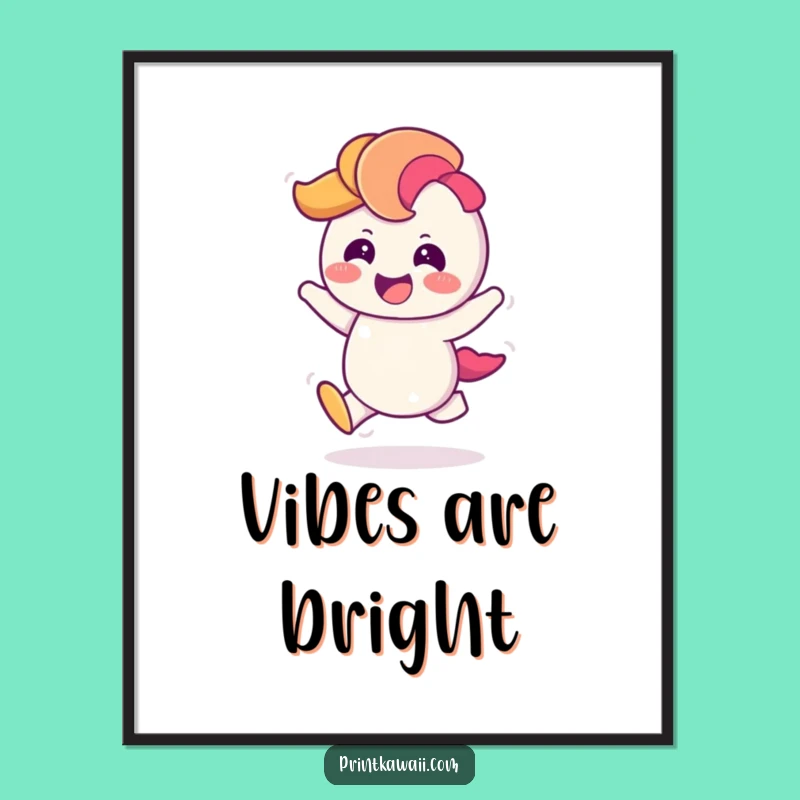 Funny Giggling Rainbow Poster: Cheerful Rainbow Character Art for a Vibrant Space