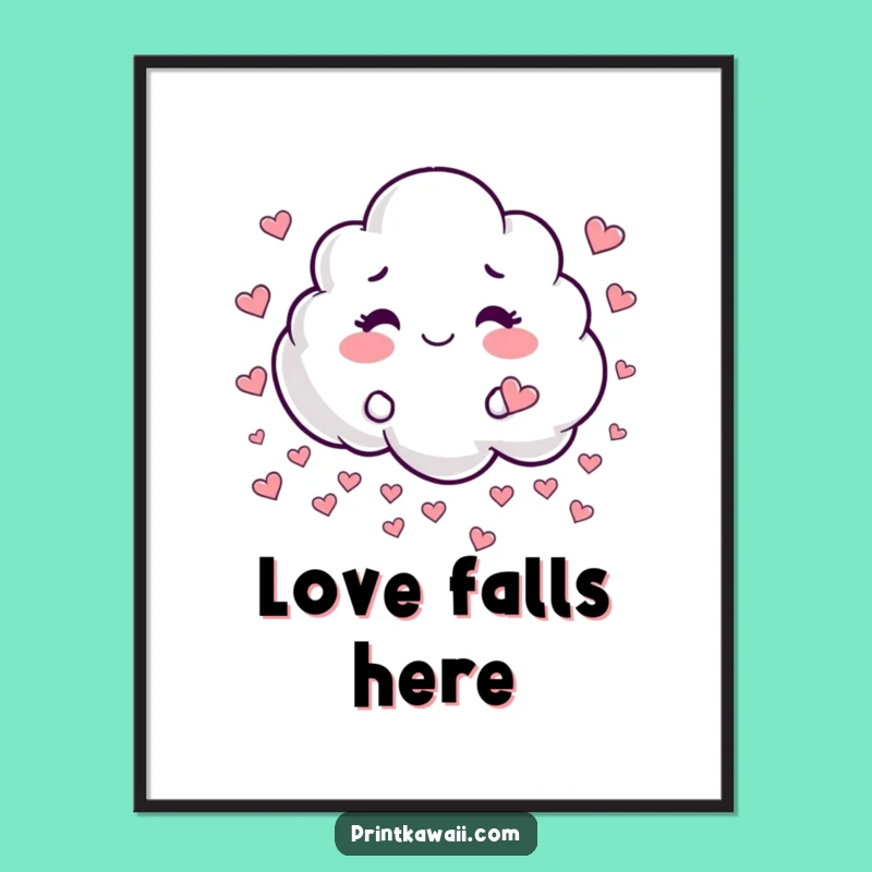 Funny Heart Rain Cloud Poster: Whimsical Wall Art for Joyful Spaces