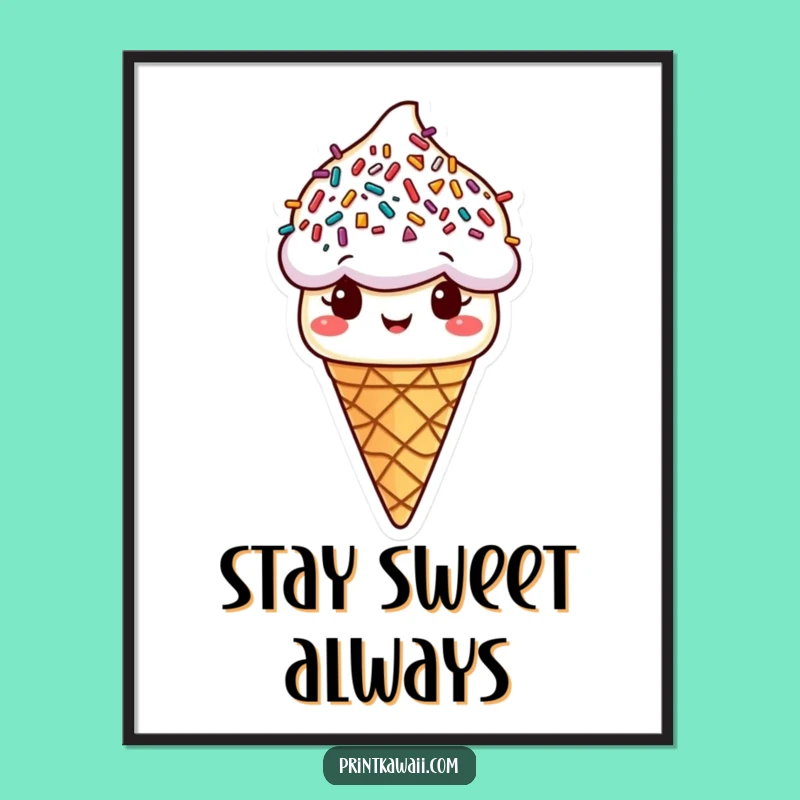Funny Ice Cream Cone Sprinkle Hair Poster, Vibrant Wall Art & Perfect Funny Gift Idea