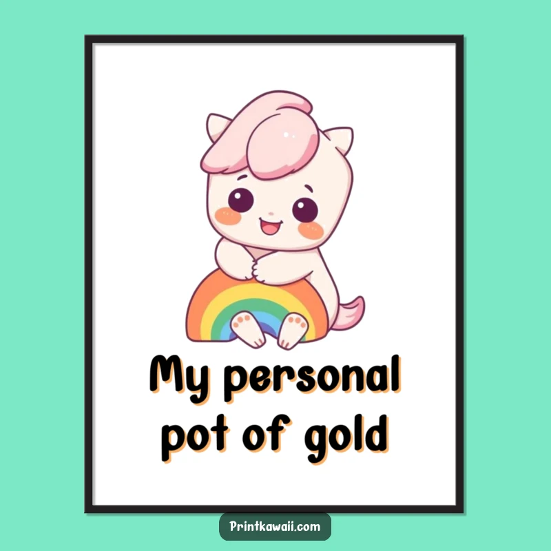 Funny Kawaii Rainbow Hug Poster: Vibrant Joyful Wall Art