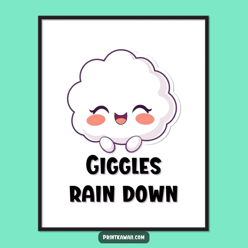 Funny Poster: Giggling Cloud Character, Hilarious Wall Art for Joyful Spaces
