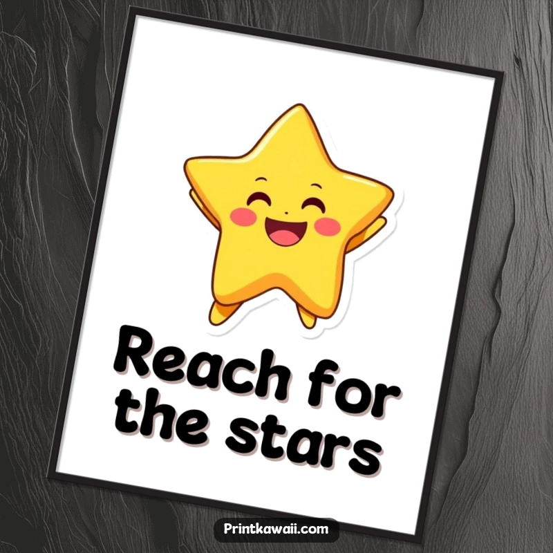 Funny poster showcasing a bright star character joyfully jumping, adding celestial charm and happiness to decor.