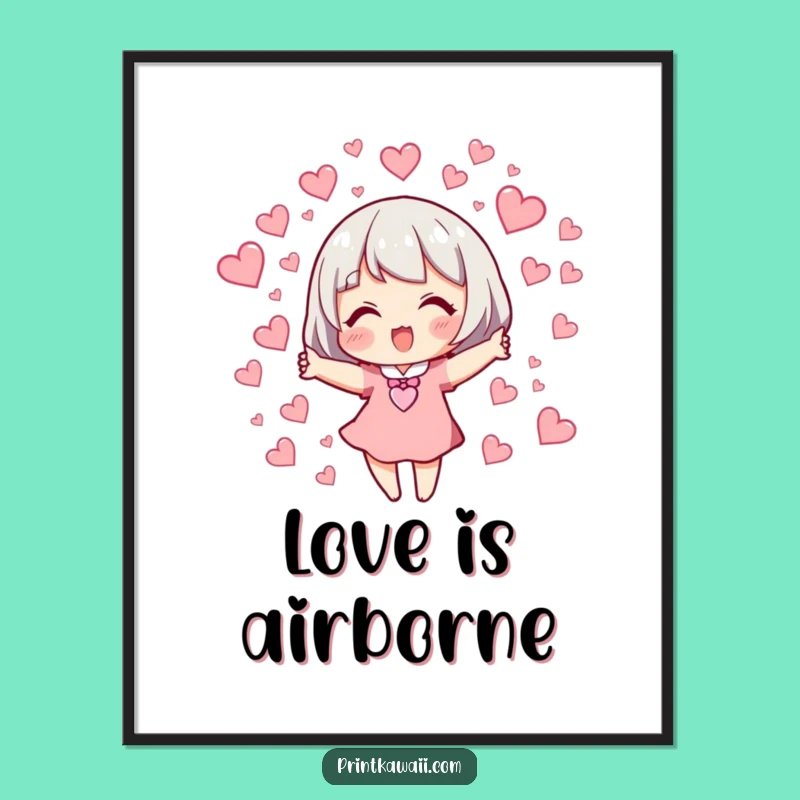 Funny Love Art Poster: Character Releasing Hearts, Charming Wall Decor Gift