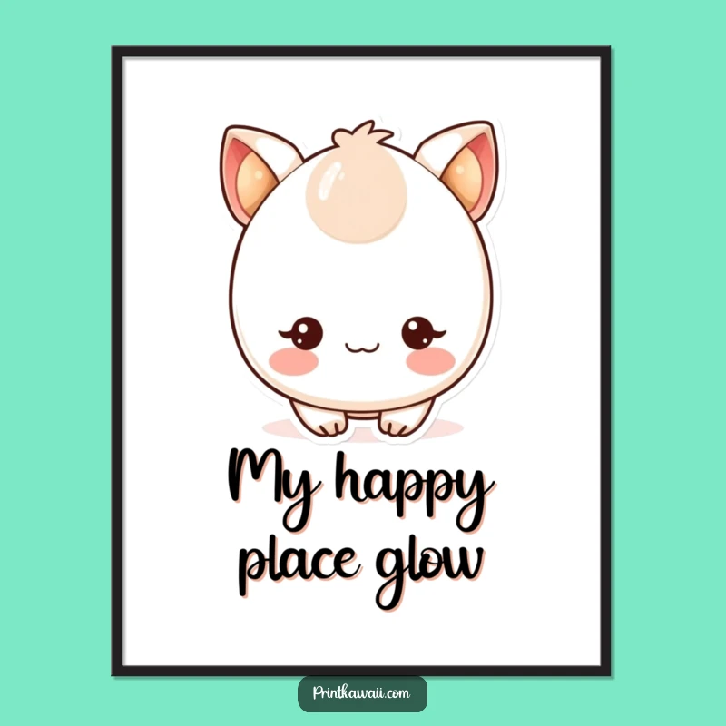 Funny Kawaii Art: Cute Character with Blushing Cheeks & Twinkling Eyes