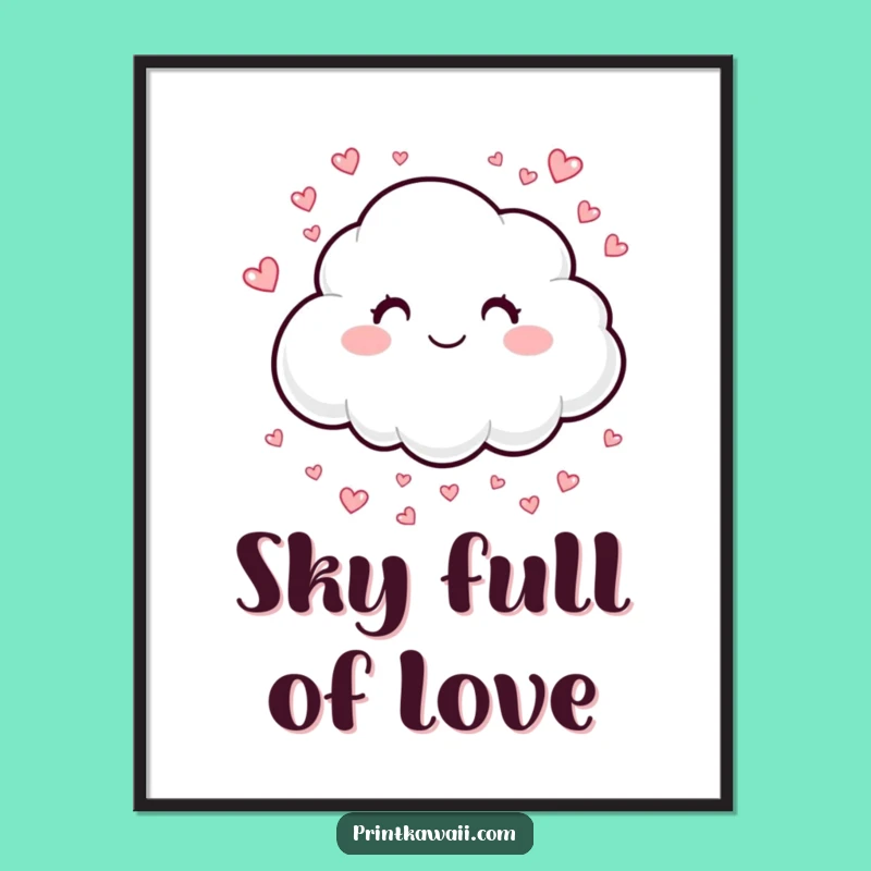 Funny Happy Cloud Poster: Sweet Character Art for Uplifting Decor