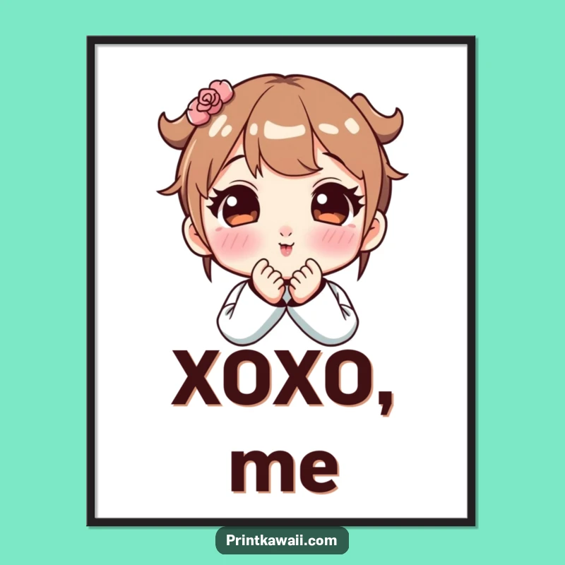 Funny Cute Kiss Poster - Rosy Cheeks 'Mwah!' Wall Art