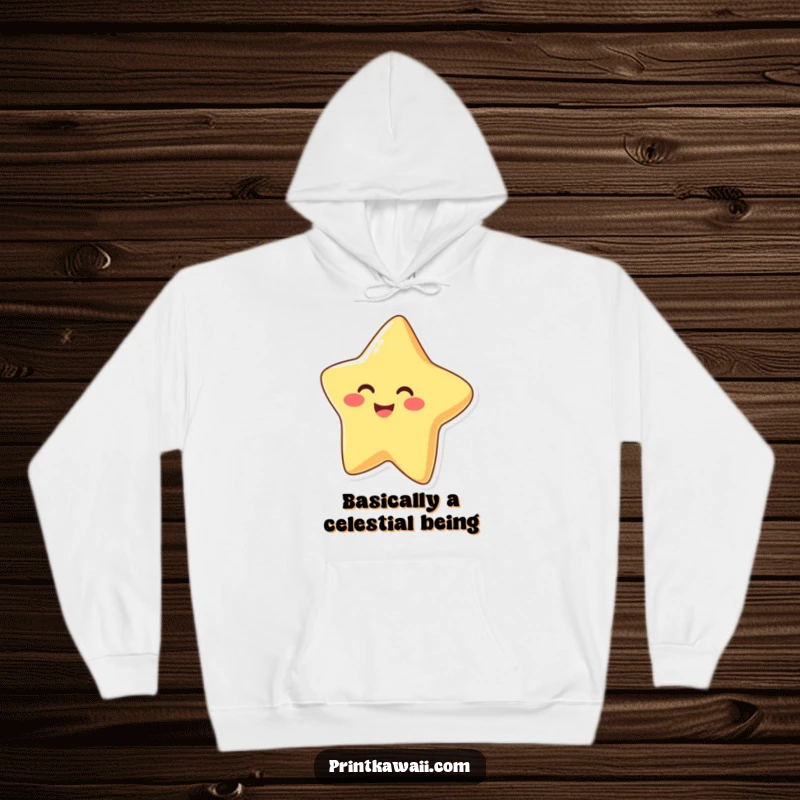 Funny Hoodie showcasing a beaming, happy star character, designed for ultimate comfort and spreading cheerful vibes.