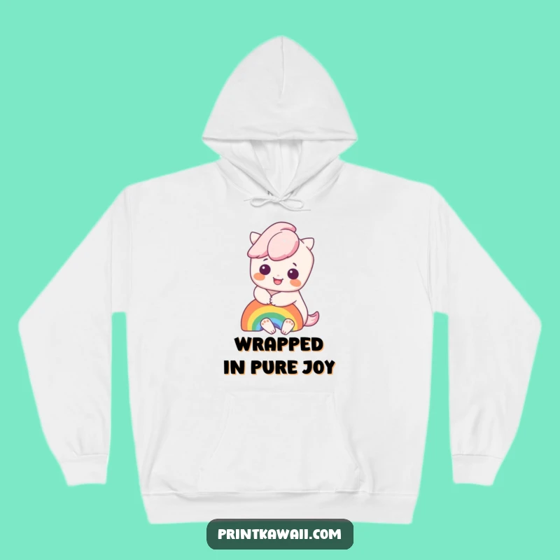 Cozy Funny Kawaii Rainbow Hug Hoodie: Warm Hugs Guaranteed