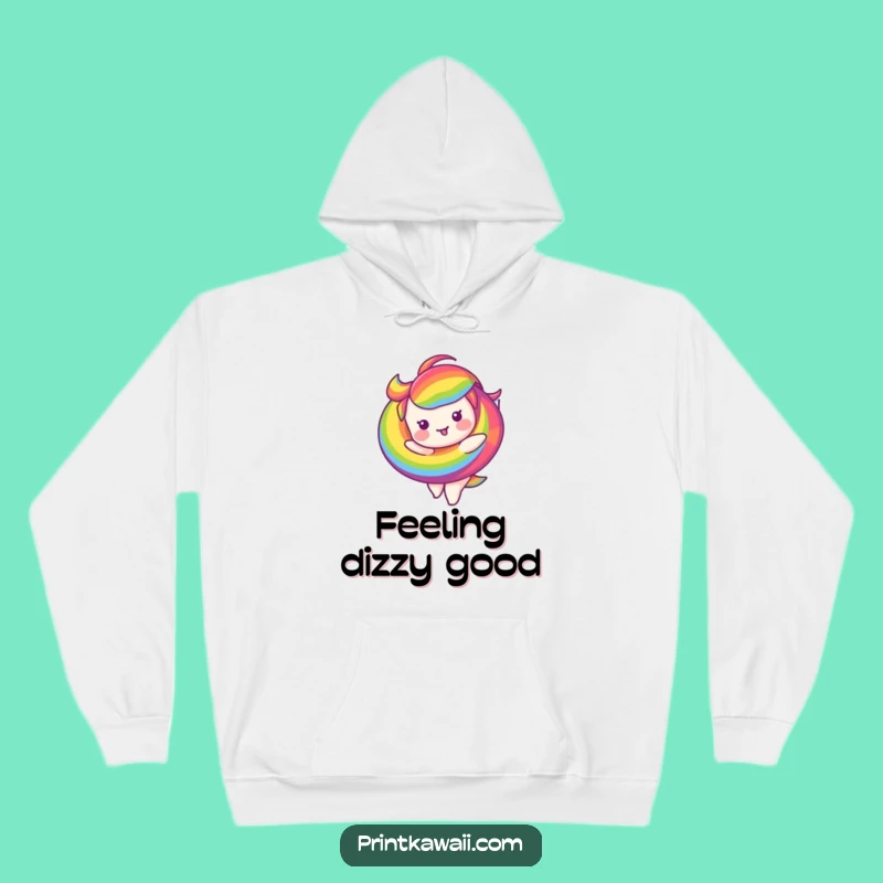 Funny Hoodie: Cozy Rainbow Swirl Character Twirling, The Ultimate Humorous Gift