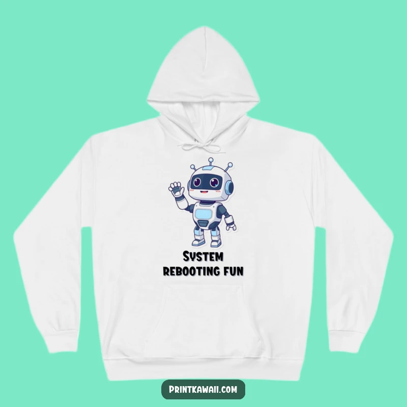 Funny Robot Waving Hoodie: Stay Cozy and Connected