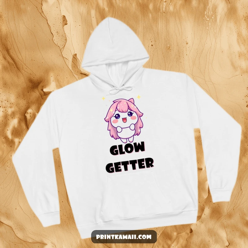 Funny Hoodie showcasing a stylized sparkle character bursting with delight, radiating positive energy and shimmering warmth for a cozy feel.