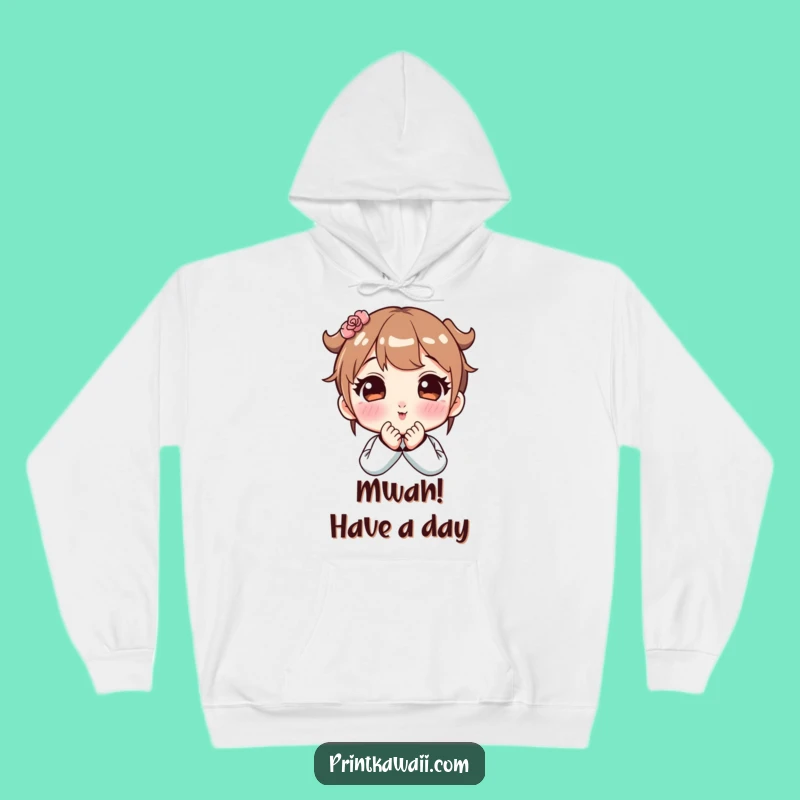 Funny Cute Kiss Hoodie - Cozy 'Mwah!' with Rosy Cheeks