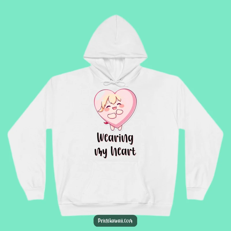 Funny Kawaii Love Hoodie - Cozy Embrace of a Giant Heart