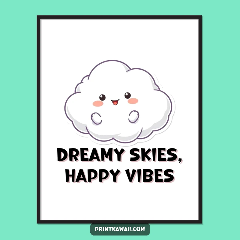 Funny Free Printable Wall Art: Playful Cloud Character, Whimsical Decor, Downloadable Art