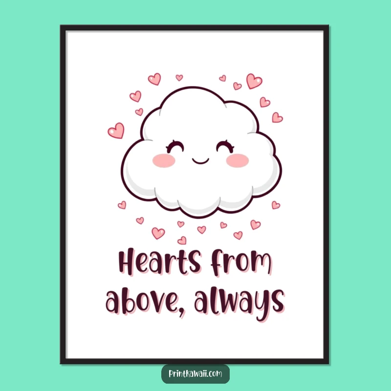 Free Printable Cloud Heart Wall Art: Whimsical Decor Downloadable