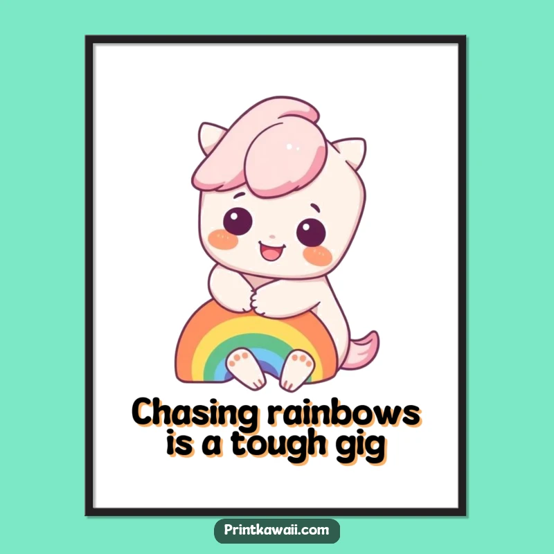 Free Printable Kawaii Rainbow Hug Wall Art - Funny Downloadable Decor for Home