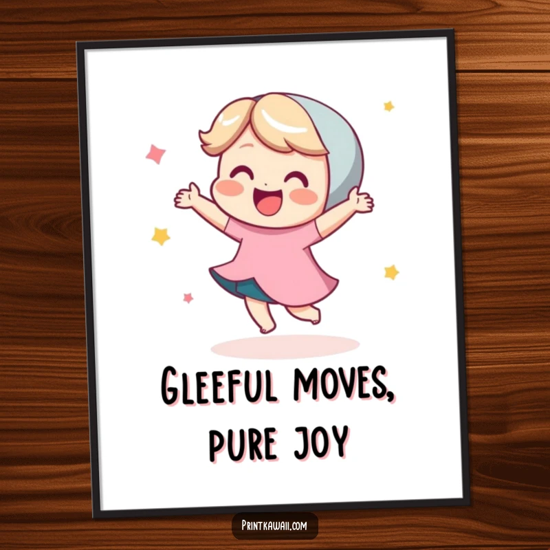 Funny Free Printable Wall Art: Whimsical character captured mid-dance, embodying pure happiness and infectious glee.