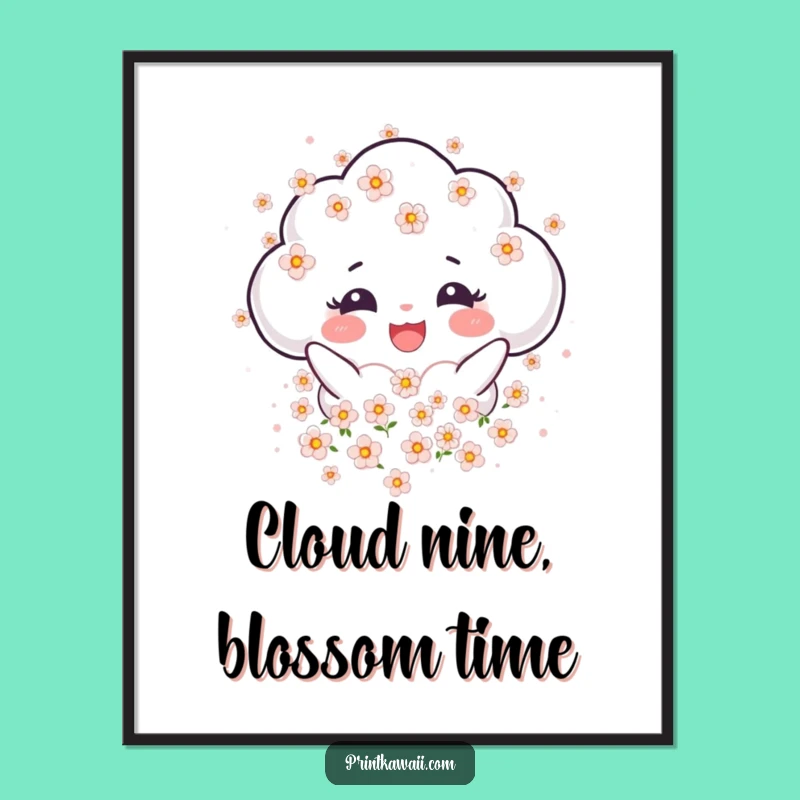 Free Printable Wall Art: Joyful Cloud & Blossoms, Funny & Whimsical Downloadable Decor!