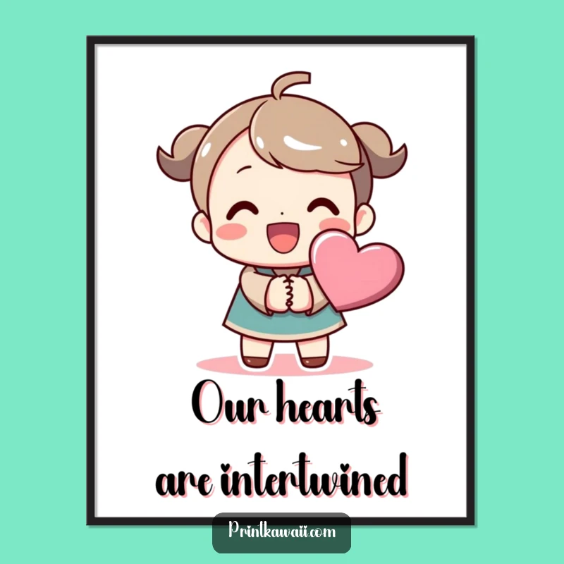 Funny Free Printable Wall Art: Beaming Heart Character for Whimsical Downloadable Decor!