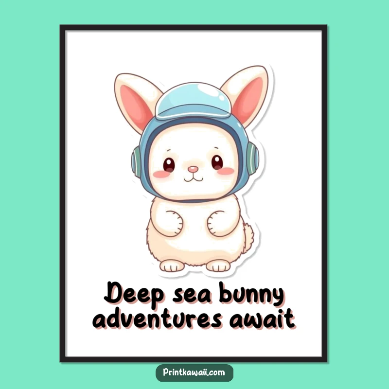 Funny Free Printable Wall Art: Bunny Diver for an Adventurous Downloadable Decor