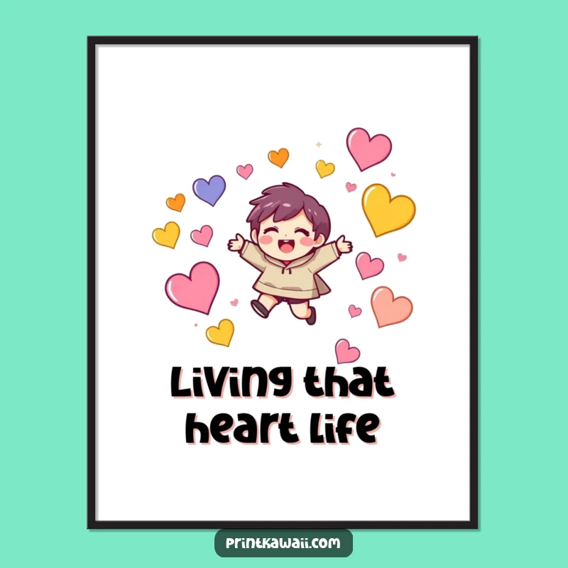 Funny Free Printable Wall Art: Heart Leaper - Whimsical Downloadable Decor for Happy Spaces