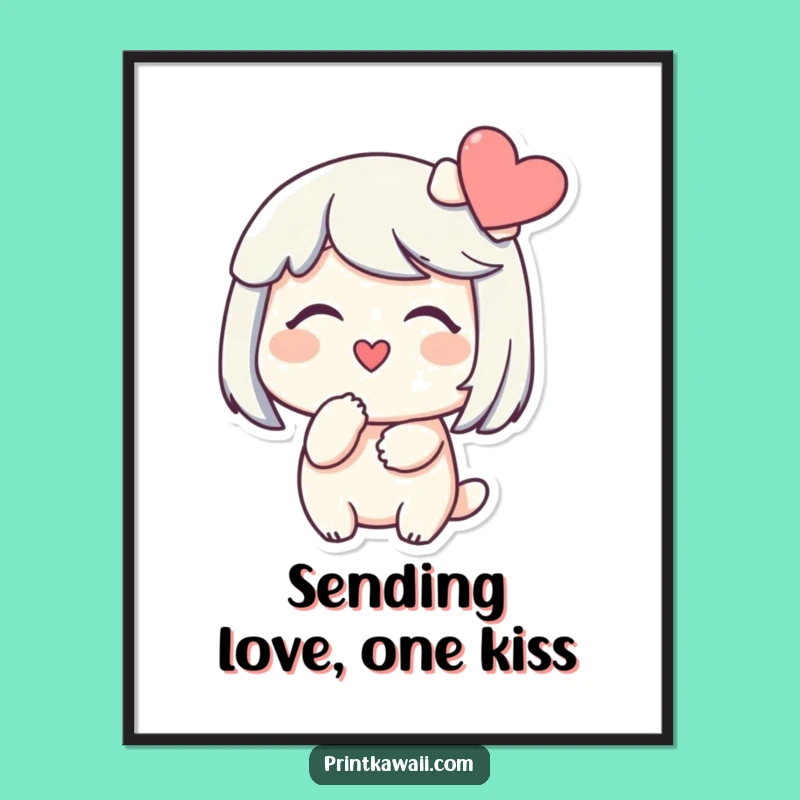 Funny Free Printable Wall Art: Kissing Heart Character for a Sweet, Downloadable Decor Piece!