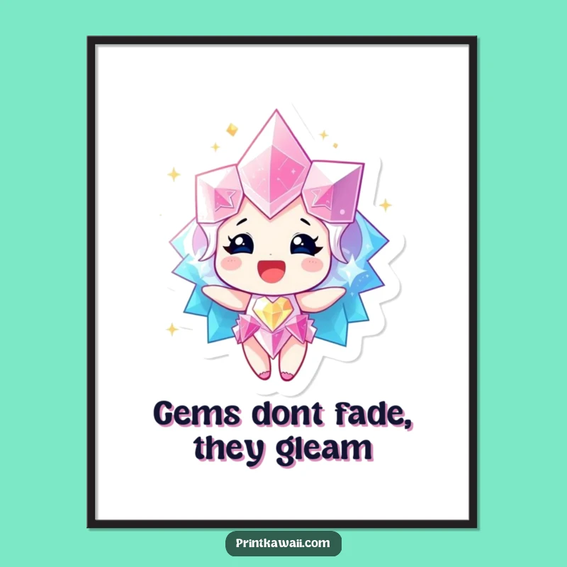 Free Printable Wall Art: Sparkling Gem Happy Character Downloadable Art