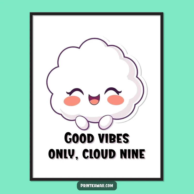 Funny Free Printable Wall Art: Giggling Cloud Character Spreading Joyful, Lighthearted Vibes