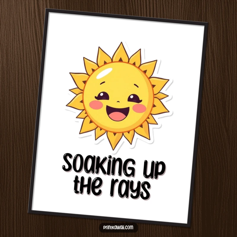 Funny Free Printable Wall Art: a cheerful sun character with a wide smile, bringing radiant happiness to your wall.