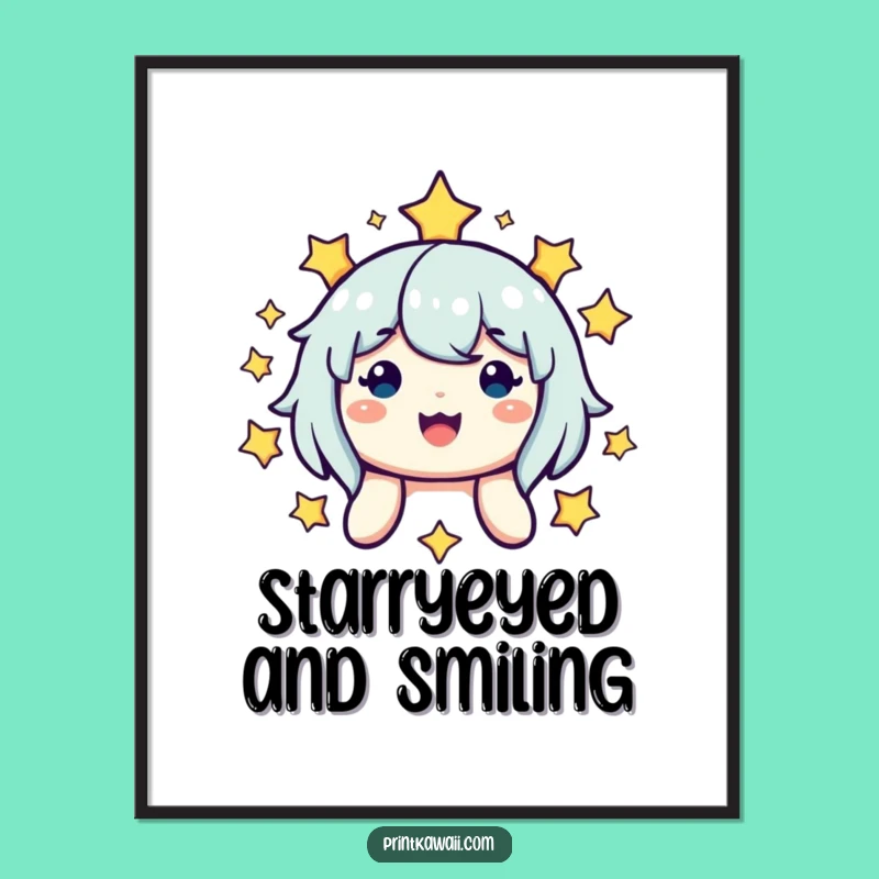 Free Printable Wall Art: Smiling Star Character, Funny Downloadable Home Decor