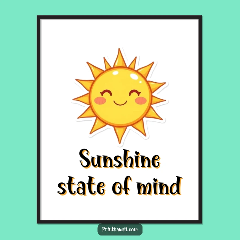 Funny Free Printable Wall Art: Happy Sun Character, Radiant Smile, Downloadable Decor