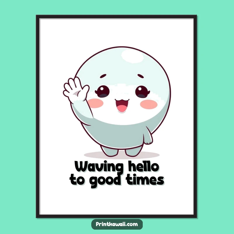 Free Printable Wall Art: Cute Waving Character, Hilarious Downloadable Design for Whimsical Home Decor