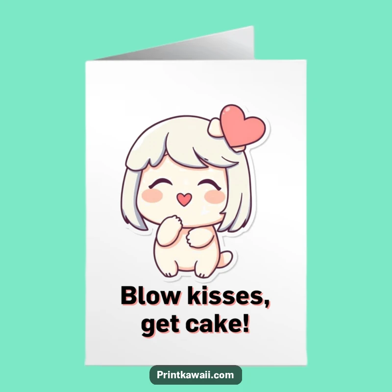 Free Printable Birthday Card: Kissing Heart Character for a Gentle, Funny Downloadable Gift!