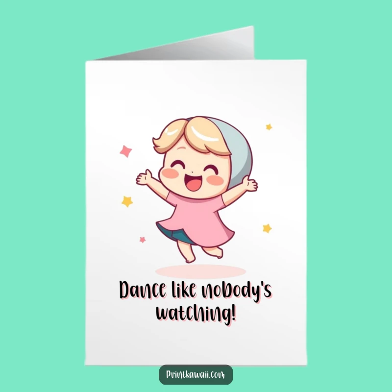 Free Printable Birthday Card: Dancing Character, Joyful Downloadable Gift