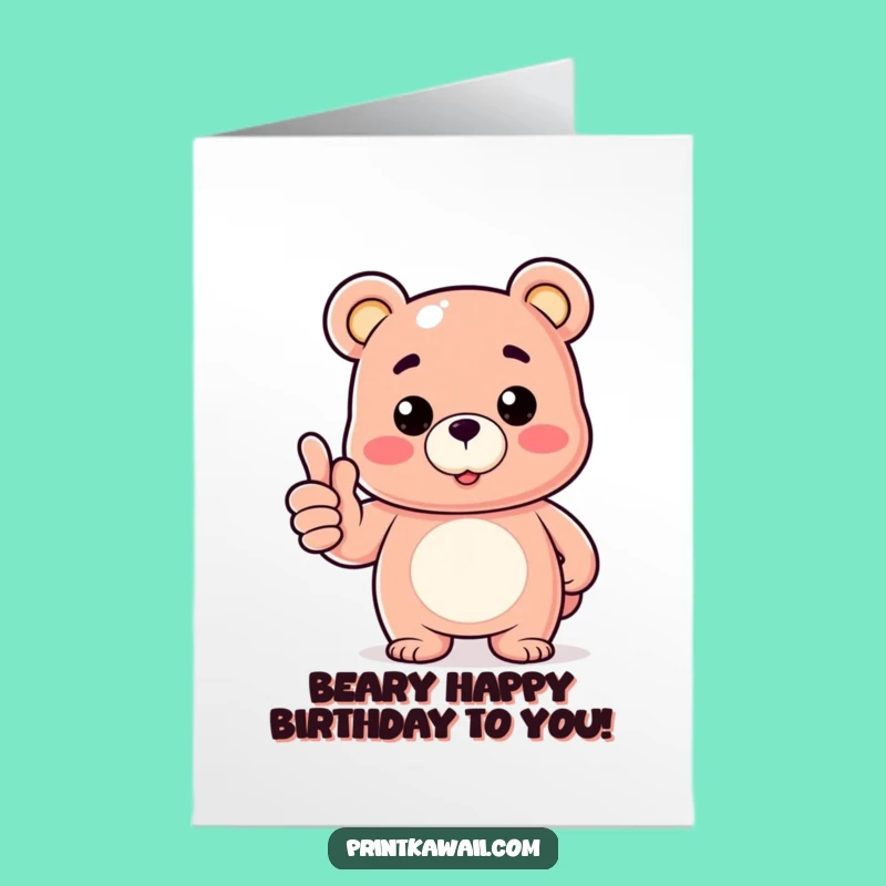 Free Printable Birthday Card: Gummy Bear Character Giving Thumbs Up for a Sweet Celebration