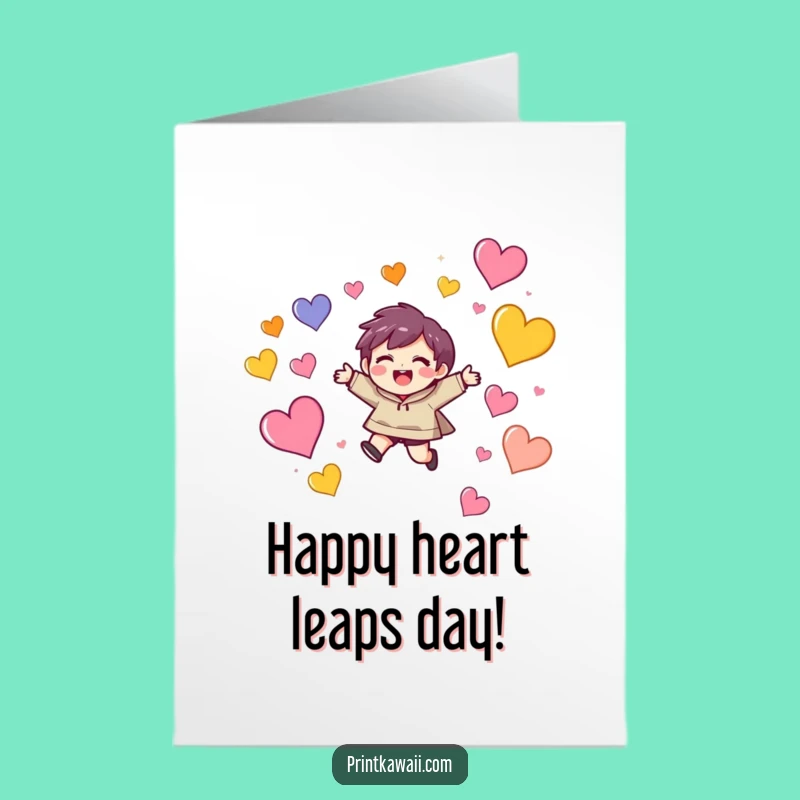 Free Printable Birthday Card: Heart Leaper - Funny Downloadable Gift for a Joyful Birthday!