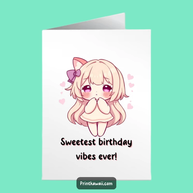 Free Printable Birthday Card: Sweet Aura Character for a Gentle, Funny Downloadable Gift!