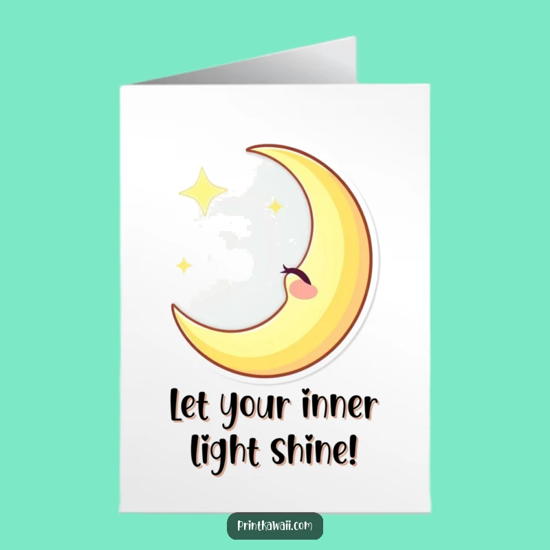 Free Printable Birthday Card: Winking Moon Character Fun, Funny Downloadable Birthday Gift