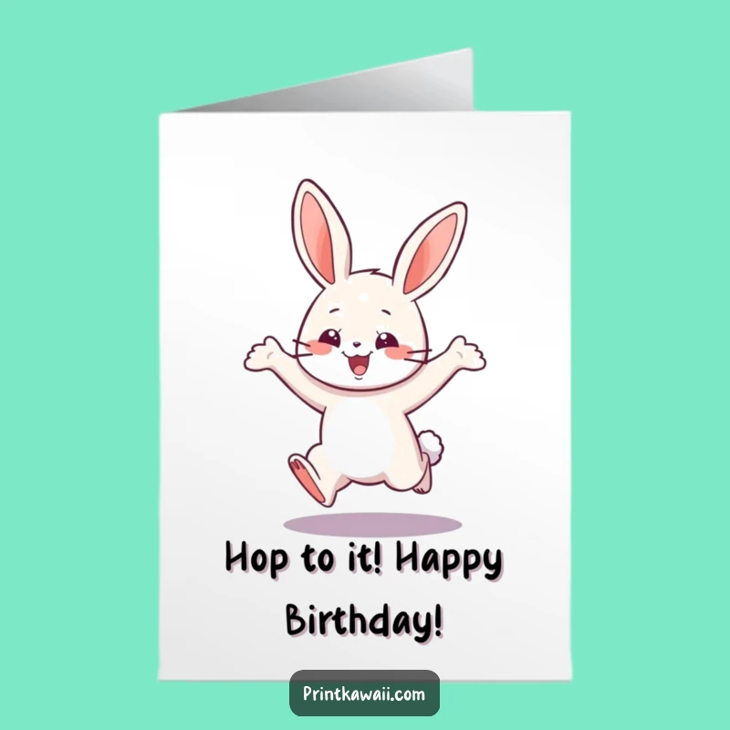 Free Printable Bunny Birthday Card - Playful Leap Downloadable Greeting for Fun