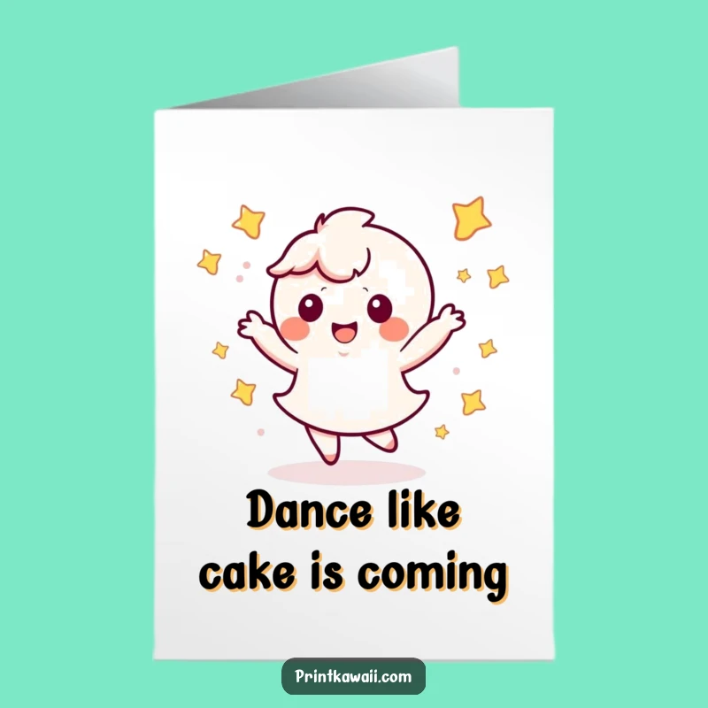 Free Printable Kawaii Star Dance Birthday Card for a Joyful Bash