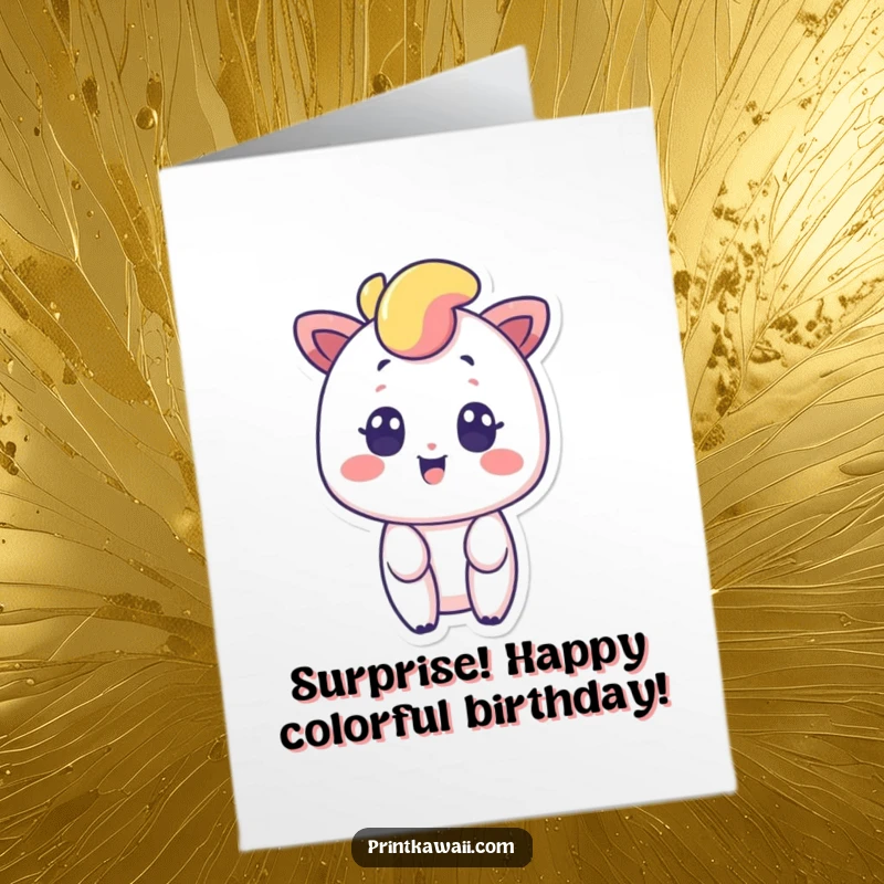 Funny Free Printable Rainbow Birthday Card, a surprised rainbow smiling, bringing colorful cheer, a unique downloadable gift.
