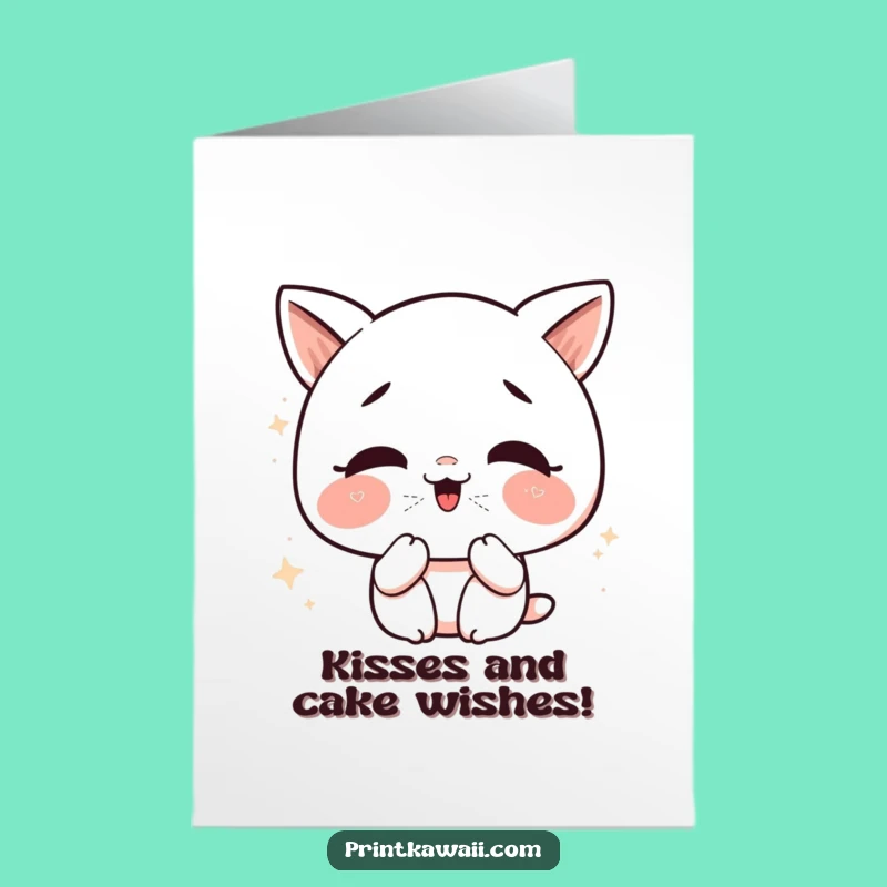 Free Printable Kawaii Glitter Kiss Birthday Card for a Fabulous Day