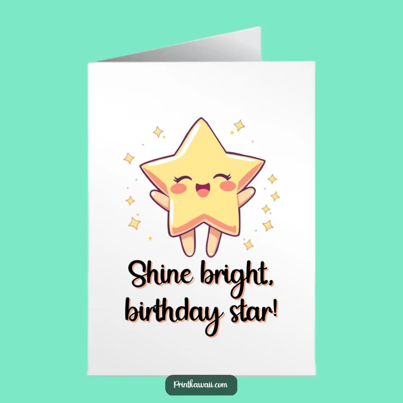 Free Printable Star Birthday Card: Joyful Spin Downloadable Gift