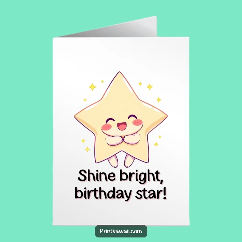 Free Printable Birthday Card: Star Hugger Character - Funny Downloadable Gift for a Stellar Celebration