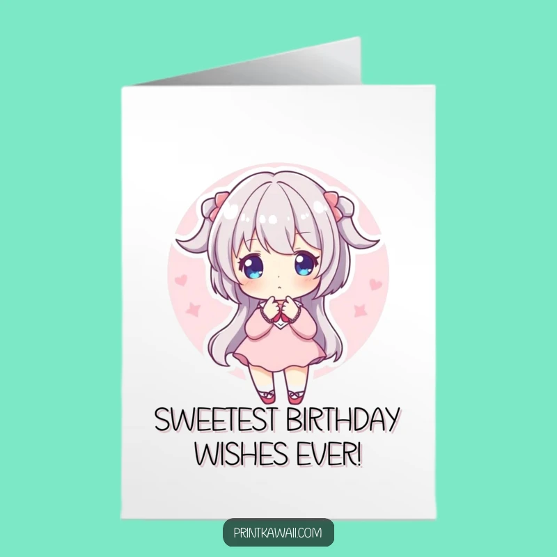 Sweet Free Printable Birthday Card: Pink Aura Character - Instant Download