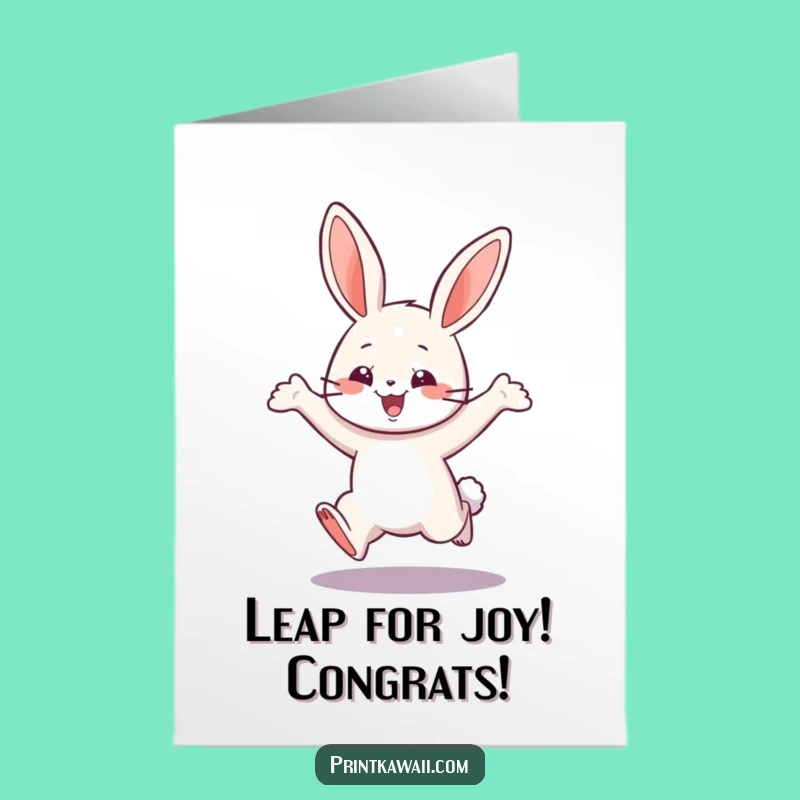 Free Printable Bunny Congratulations Card - Joyful Leap Downloadable for Success